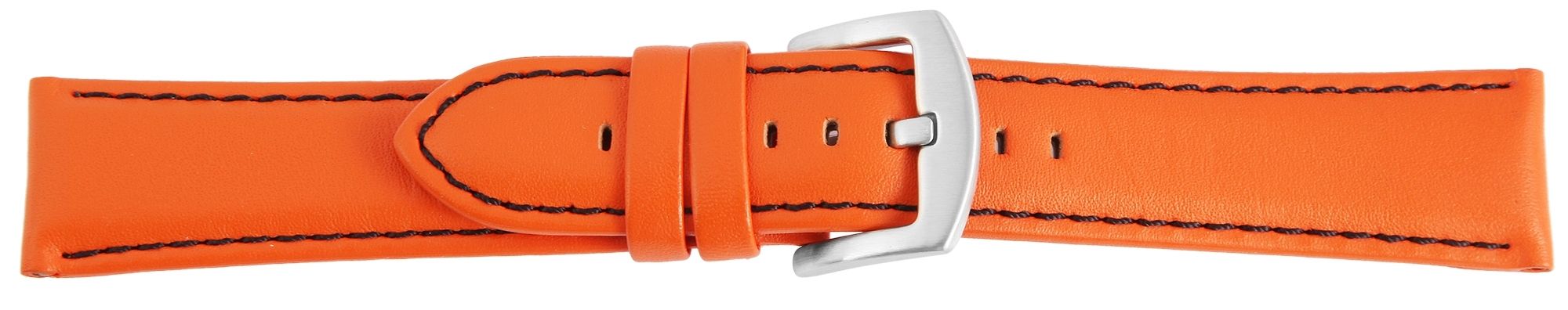 Echtleder-Uhrenarmband, orange, schwarze Naht, 22 mm