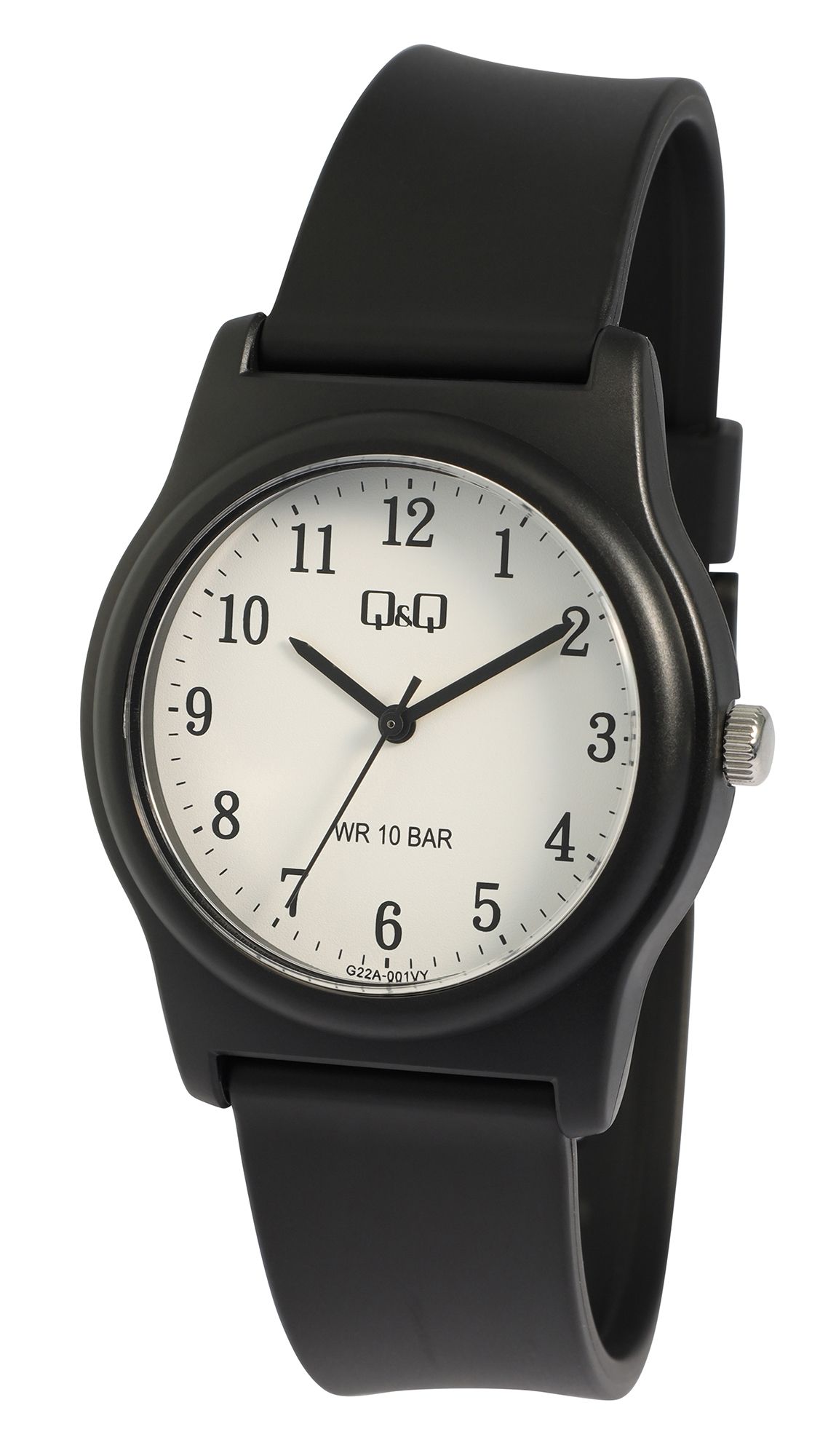 Q&Q Uhr für Herren & Jugendliche, Resinband, Ø 38 mm, schwarz/ weiß