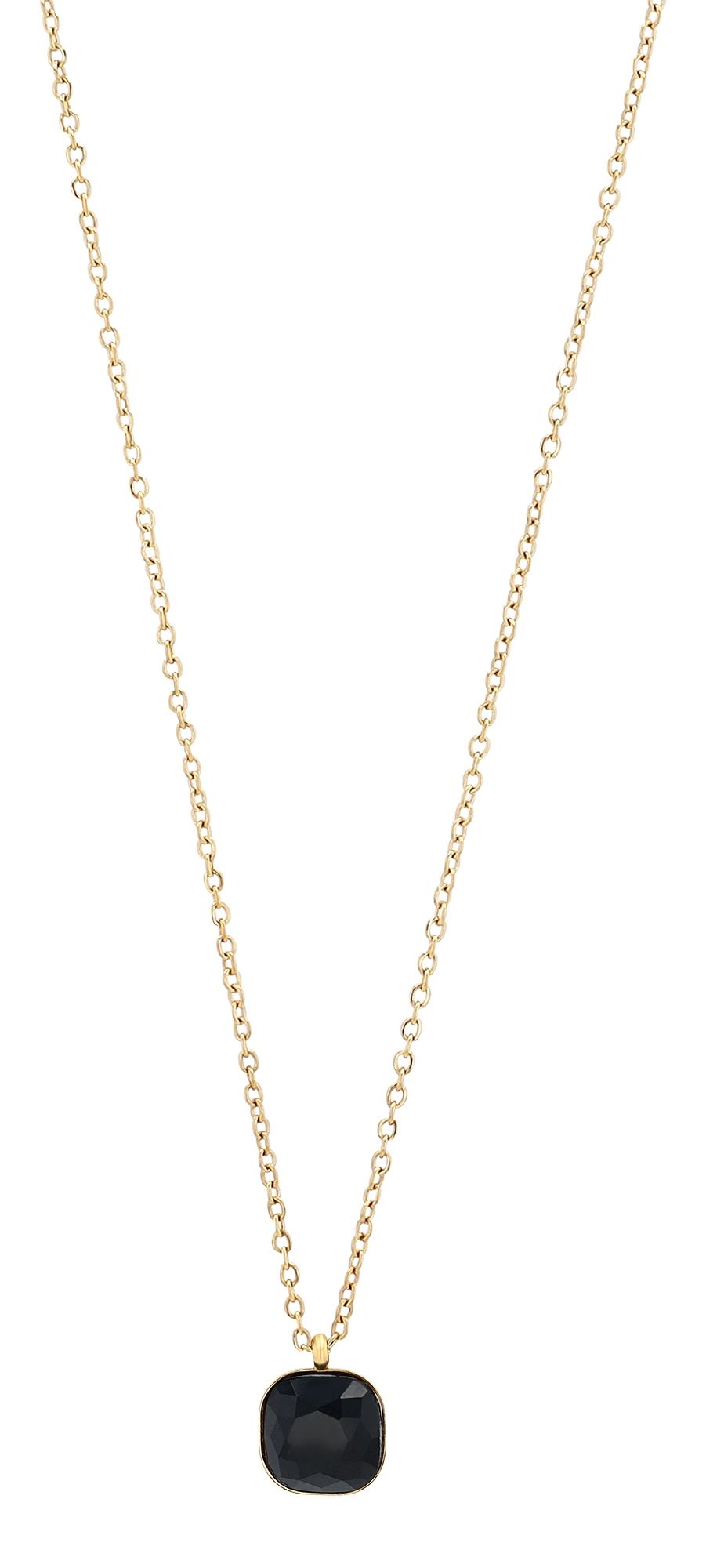 "Lia" - Schmuckset, Kette (45cm) mit Anhänger und Ohrhänger, Edelstahl, goldfarbe + schwarz