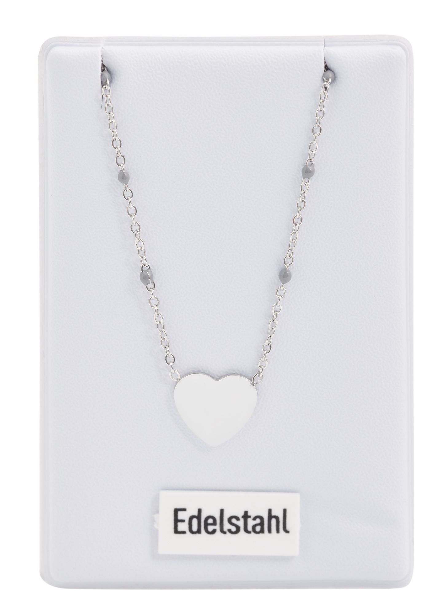 Akzent Halskette mit Herzanhänger "Ellwood", Edelstahl, silberfarben/grau