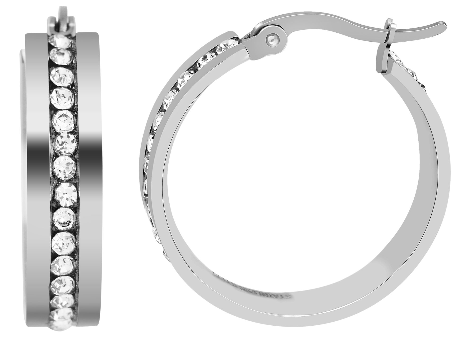"Cheyenne" Akzent Edelstahl Creolen Ø 21 mm, Simili, silberfarben