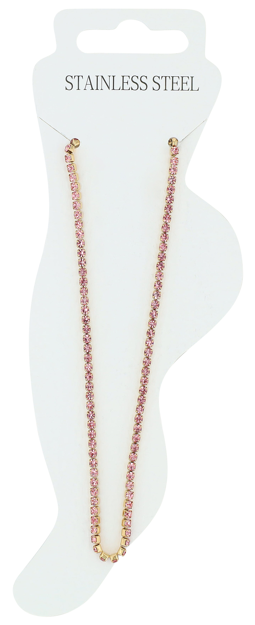 "Peggy" Edelstahl Fußketten, Tenniskette Rosa, 4er Pack
