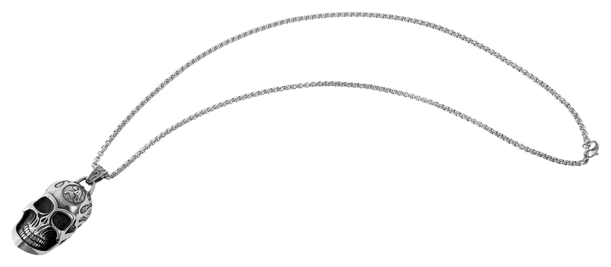 "Tomsen" Kette mit Anhänger - Totenkopf, Edelstahl, 60 cm/ 3 mm