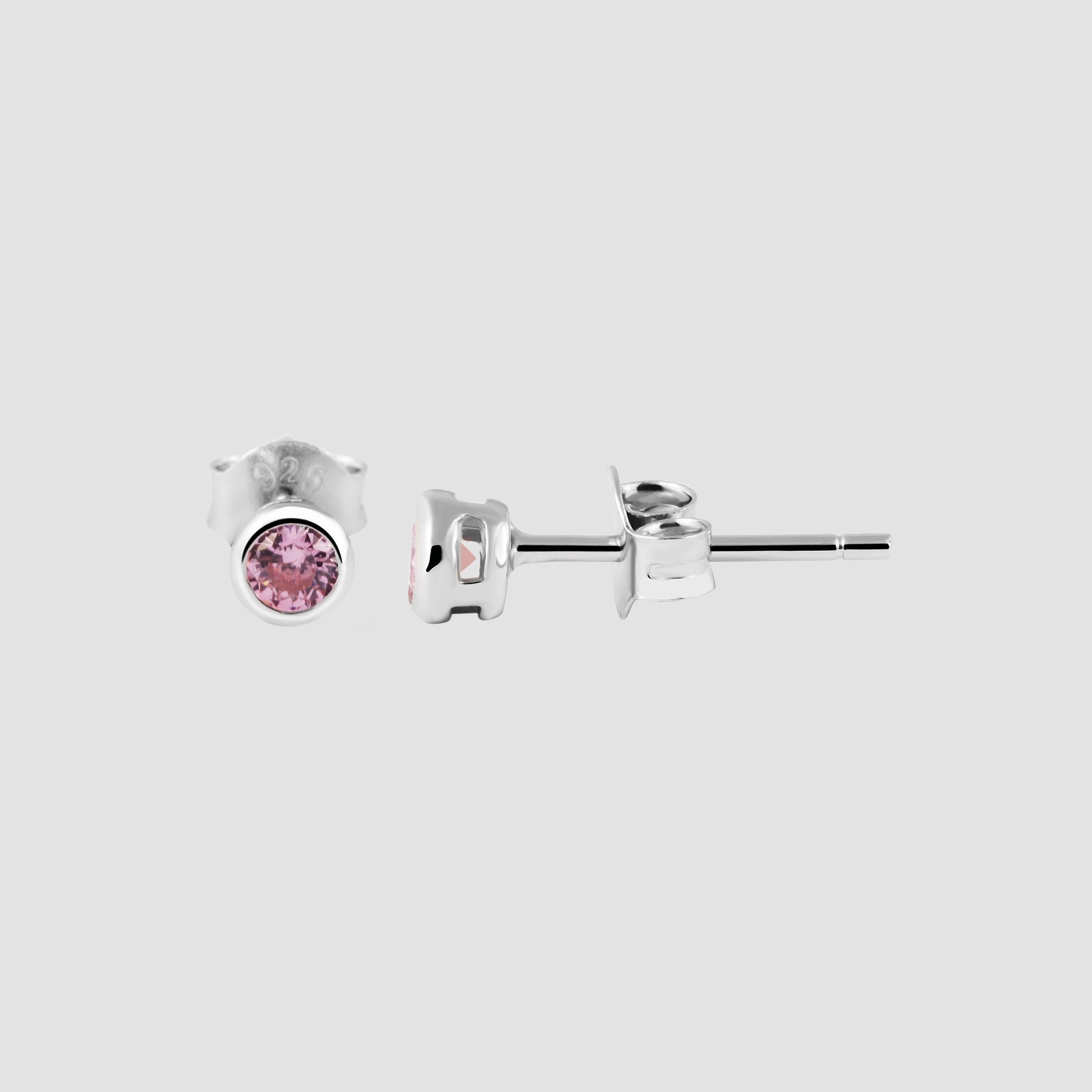 "Velia" 925/- Echt Silber Kinder-/ Ohrstecker, rosa Zirkoniastein, rhodiniert