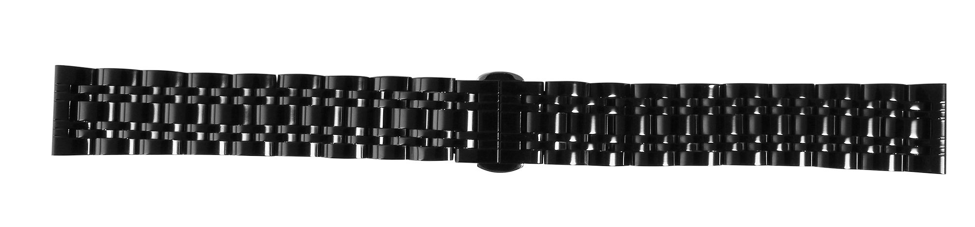 Uhrenarmband aus Edelstahl mit Butterflyschließe, schwarz, 18 mm