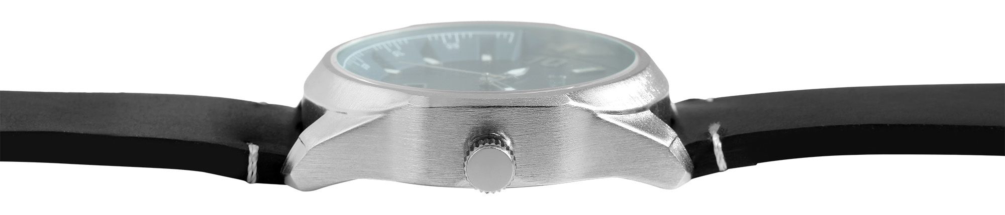 Raptor Herrenuhr "Charley" mit Echtlederarmband, Datumsanzeige, schwarz/blau