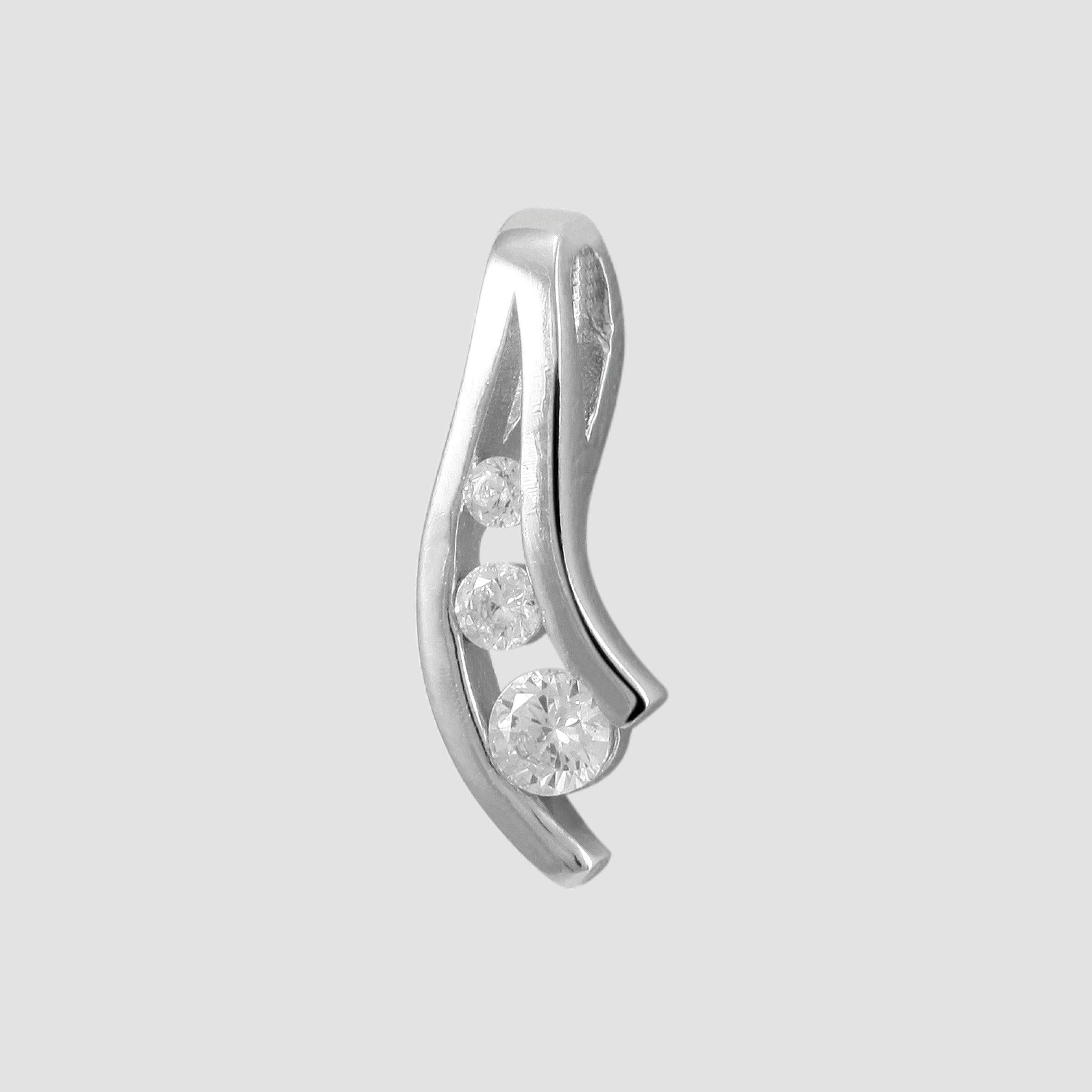 925/- Echt Silber Anhänger ohne Kette "Nialla", Zirkoniabesatz in Zargenfassung, 925/rhodiniert