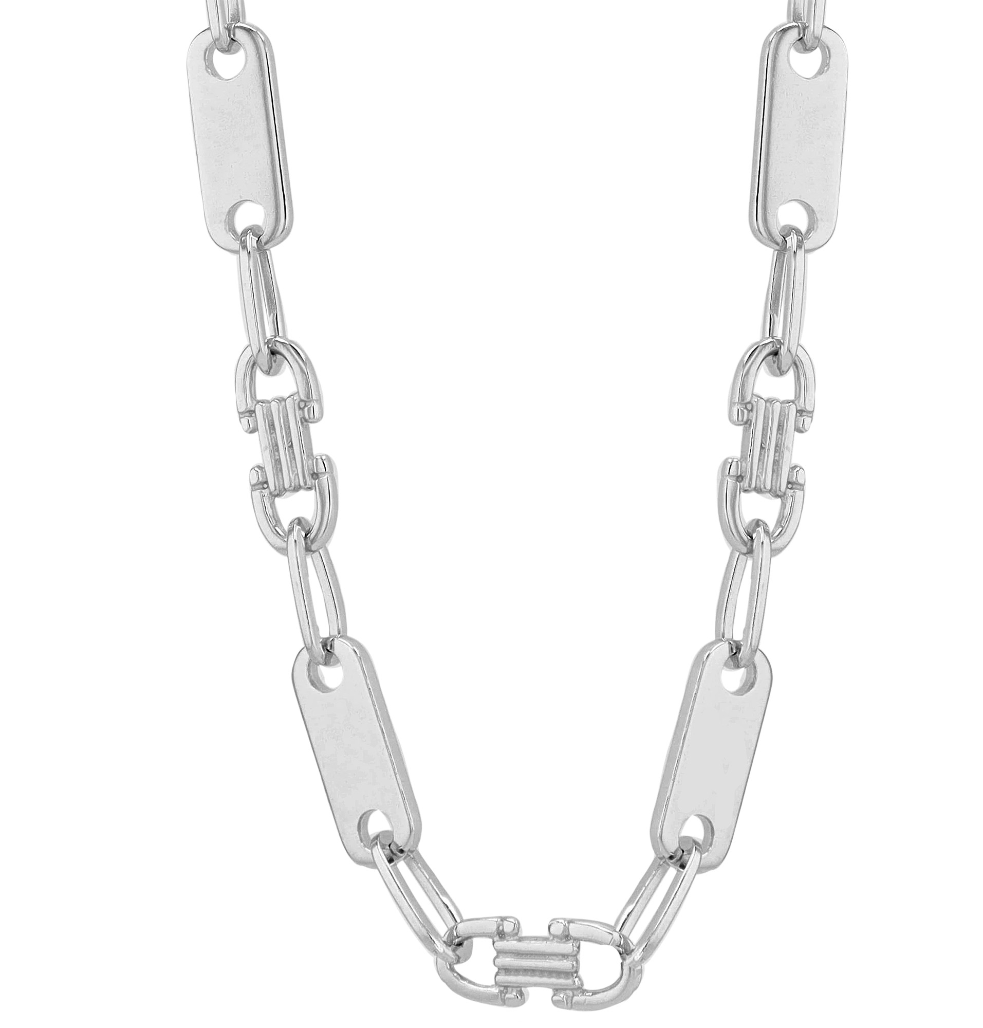 "Lumi" 925/- Echt Silber  Plattenkette, rhodiniert, 60 cm/ 6 mm