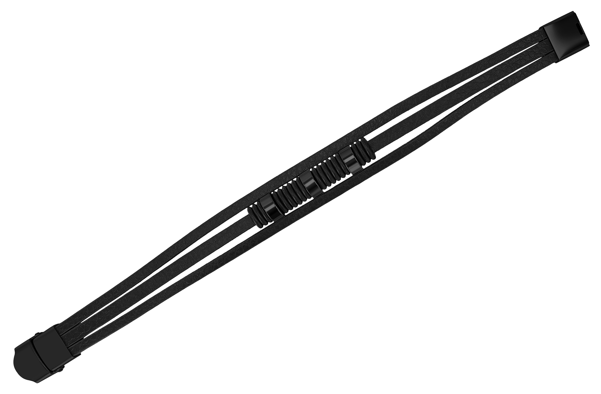 "Thabor", Akzent Echtleder Armband, Edelstahlelemente, schwarz, 22,5 cm