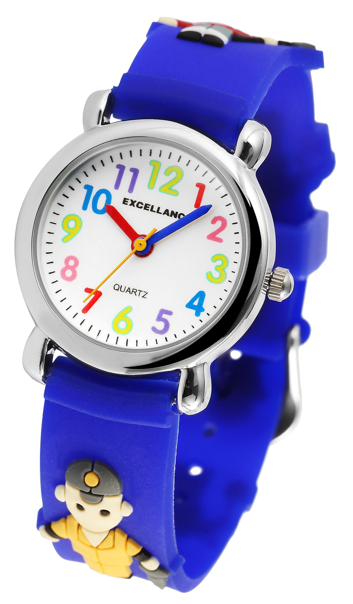 Excellanc Kinderarmbanduhr, Silikonarmband, silberfarben/blau