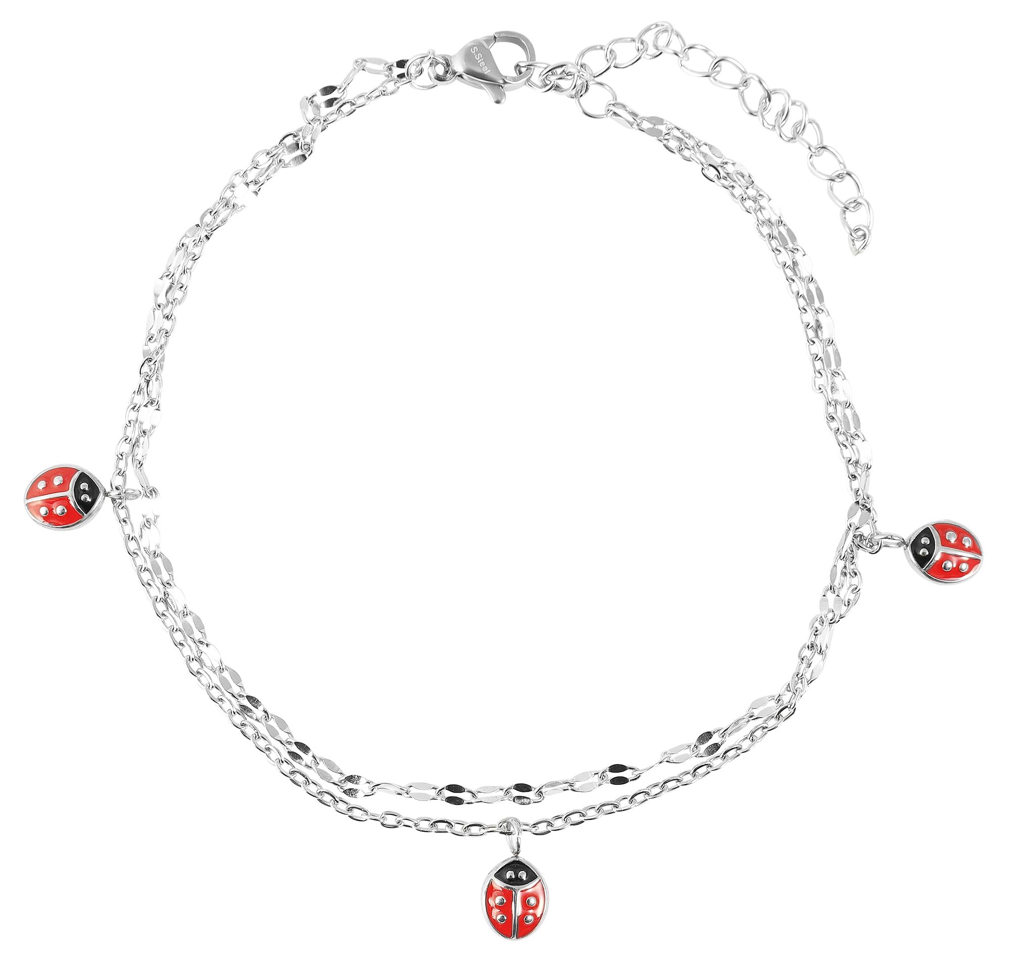 "Coccinella" - Marienkäfer, Fussketchen aus Edelstahl, 21 + 5 cm