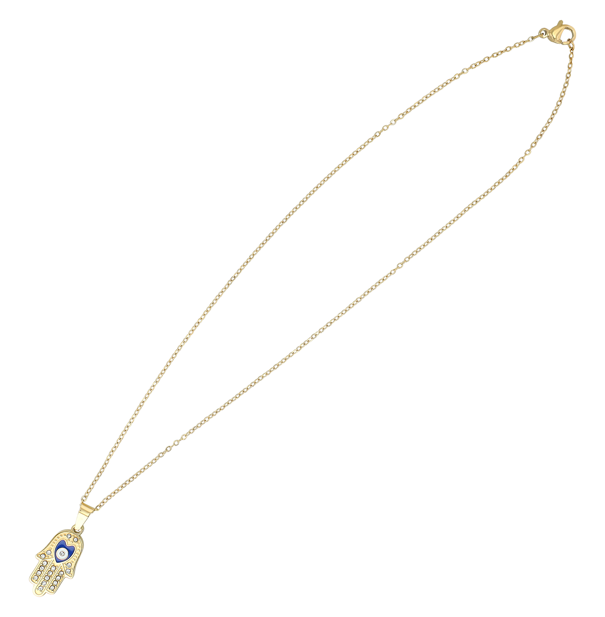 "Hand der Fatima" Edelstahlkette mit Anhänger, 45 cm, goldfarben