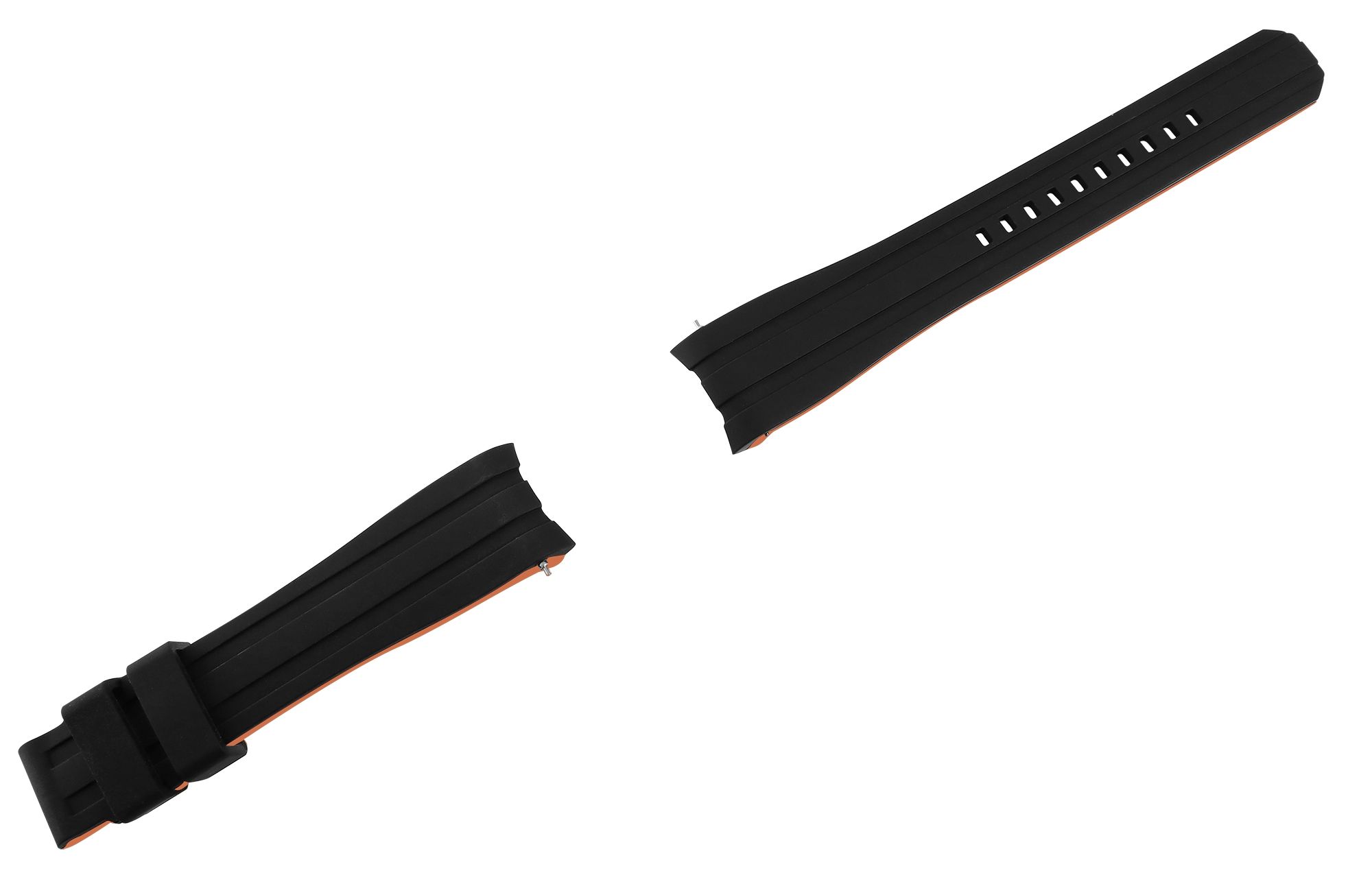 Schnellwechselarmband für Uhren, Silikon, Dornschließe, schwarz/orange, 20 mm