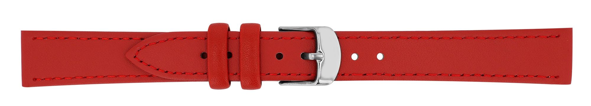 Echtleder-Uhrenarmband, rot/ silberfarben, 10 mm