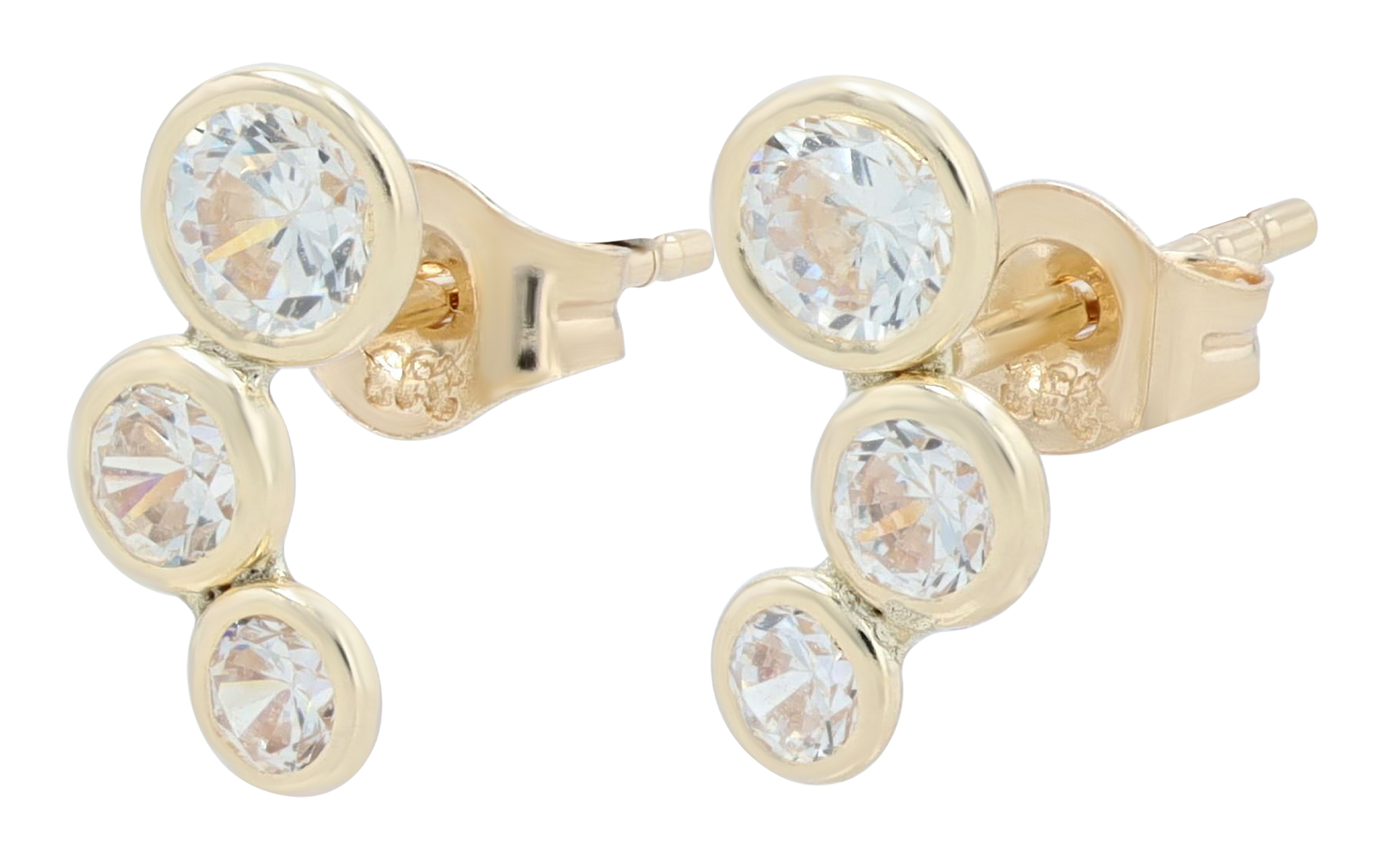 333/- Echt Gold "Trinity" Ohrstecker, Zirkonia, Gelbgold, 8 Karat