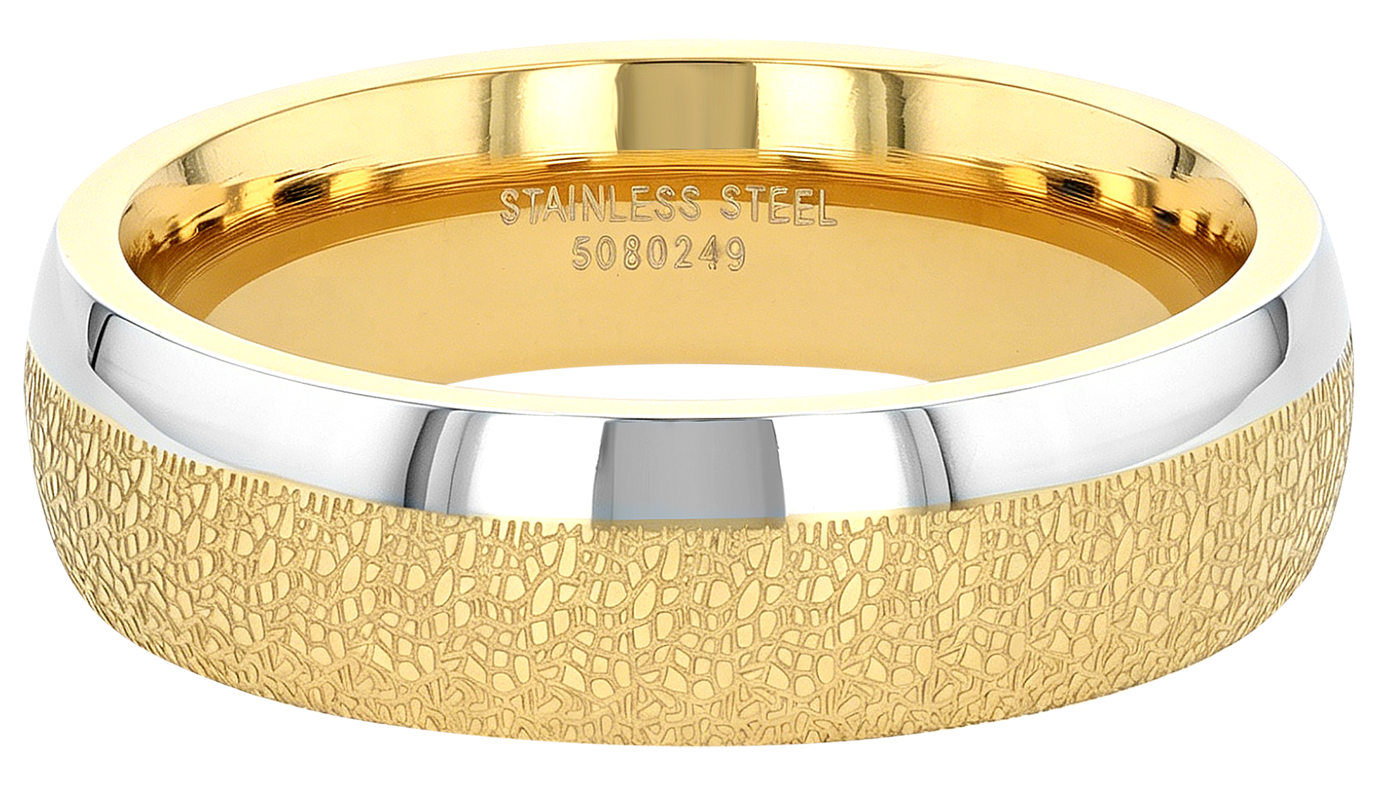 "TwoOne" Akzent Herren-Partnerring Gr 58, Edelstahl, bicolor (Ice-Matt-Finish)