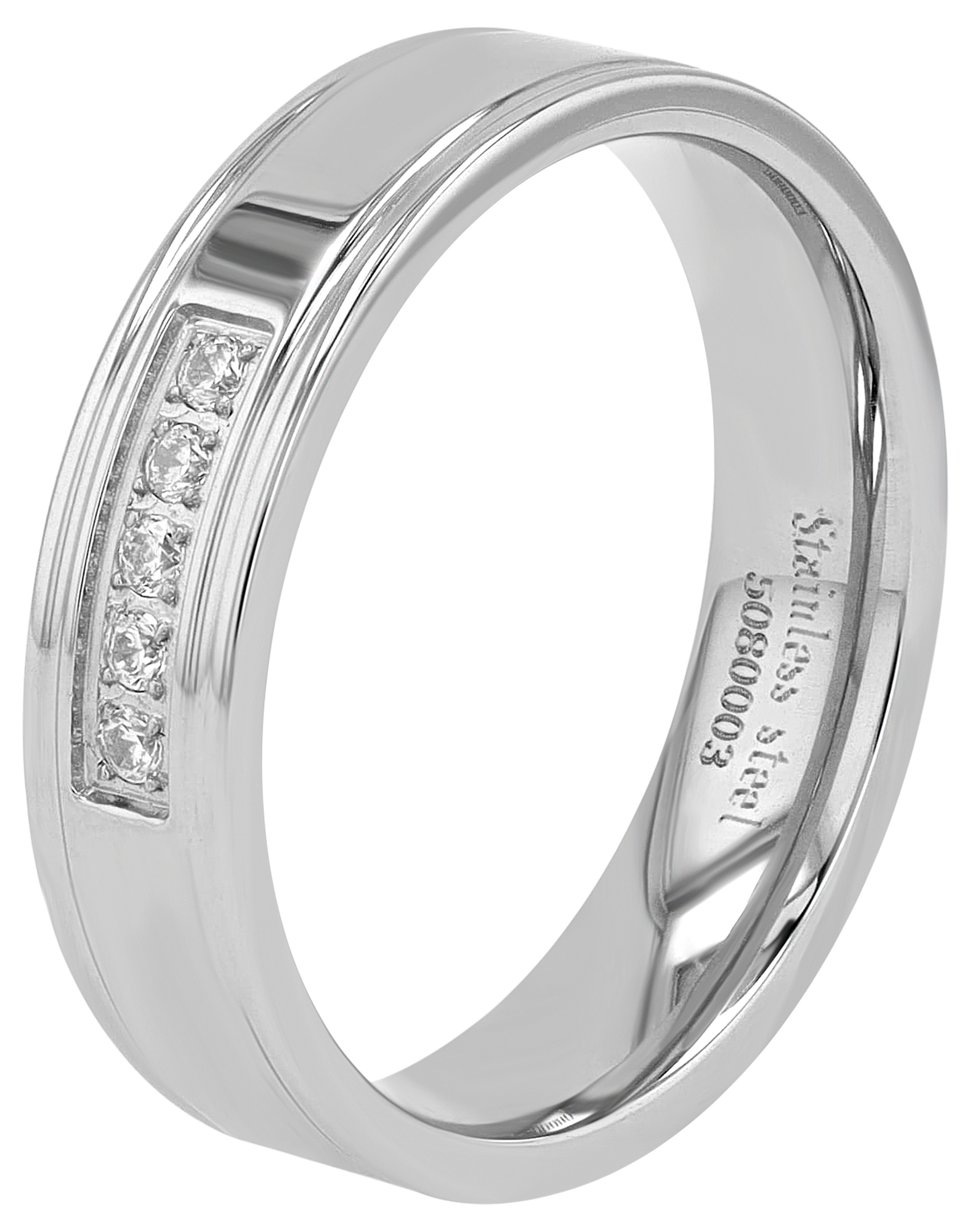 "Shining Aura"  Damen Partnerring aus Edelstahl, Similibesatz, silberfarben, Gr. 54
