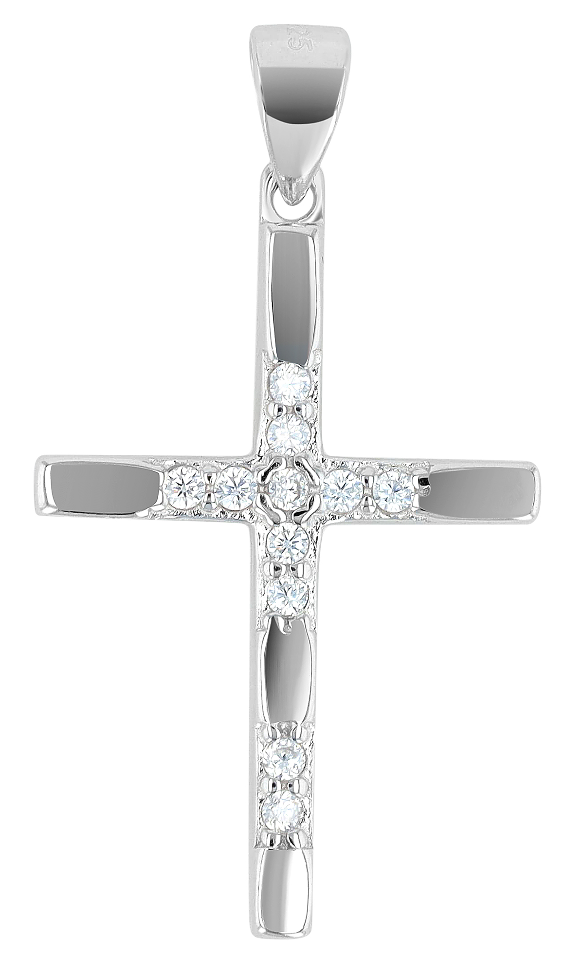 "Yoii", 925/- Echt Silber Anhänger Kreuz mit Zirkonia, silberfarben, rhodiniert