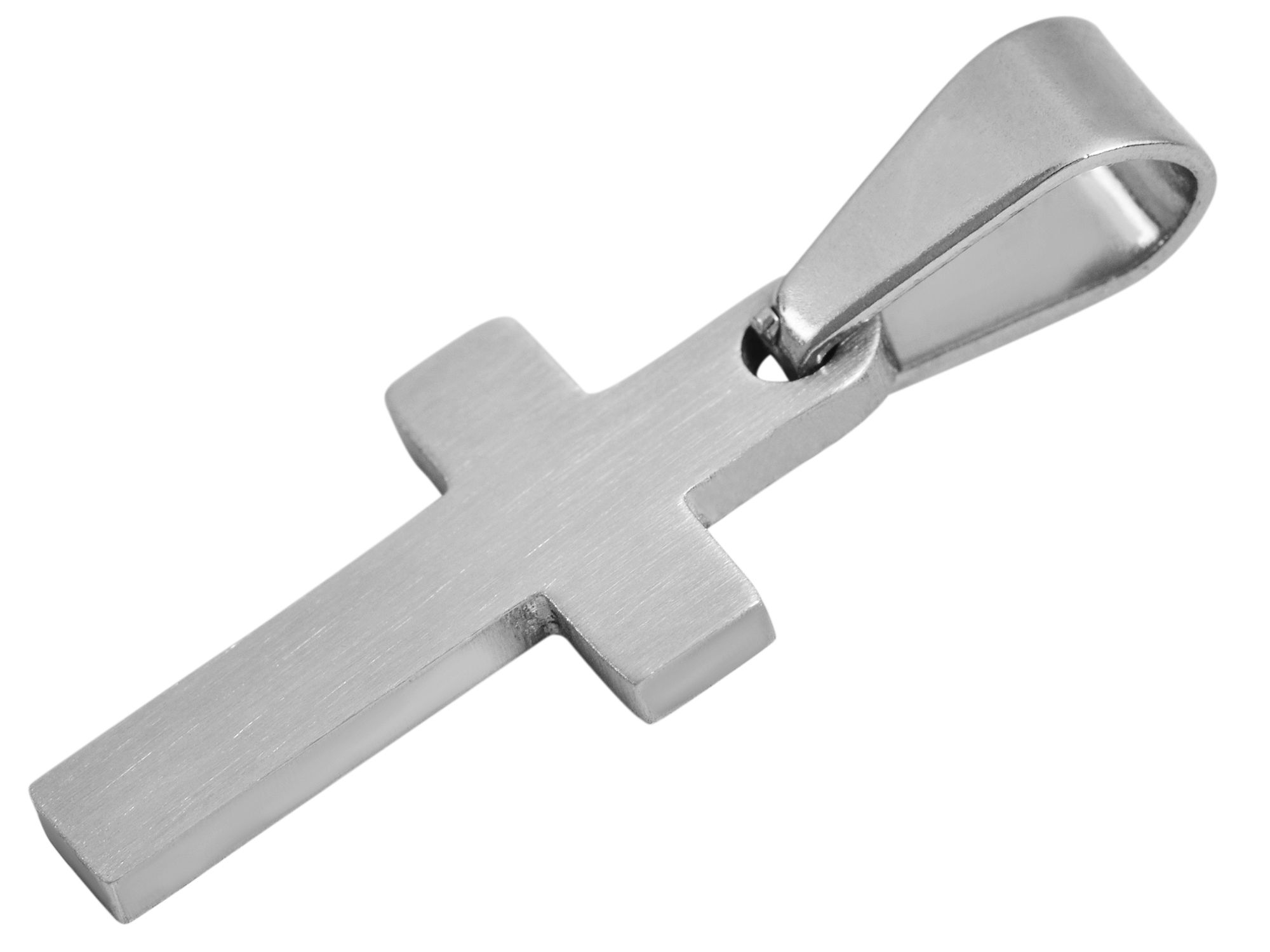 Akzent Edelstahlanhänger, Kreuz, silberfarbig, mattiert