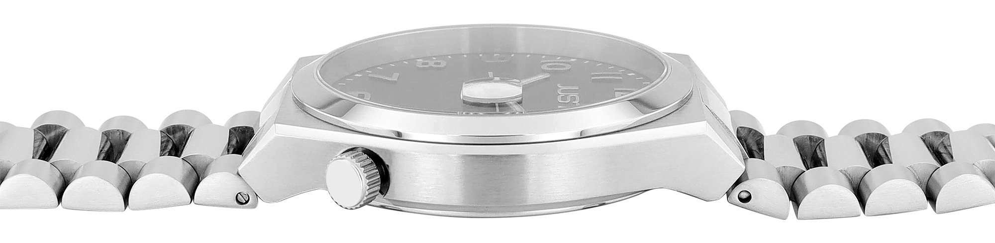 JUST Herrenuhr "Bagge" mit Edelstahl Gliederarmband, Datumsanzeige, Ø 40 mm, 5 ATM, silberfarben/grün