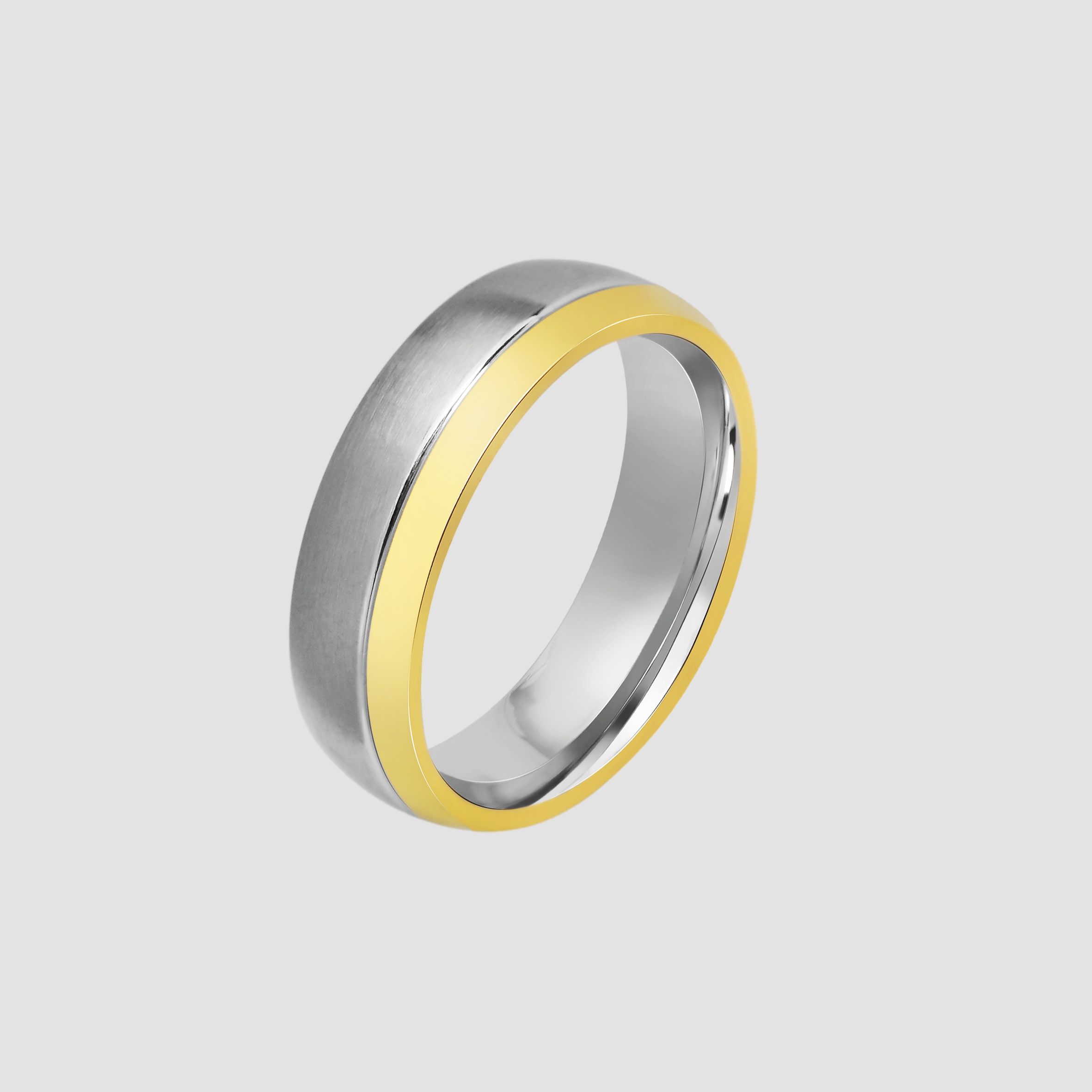 "Heart's Duo" Herren-Partnerring Gr 56 aus Edelstahl, bicolor (silberfarben/ goldfarben)