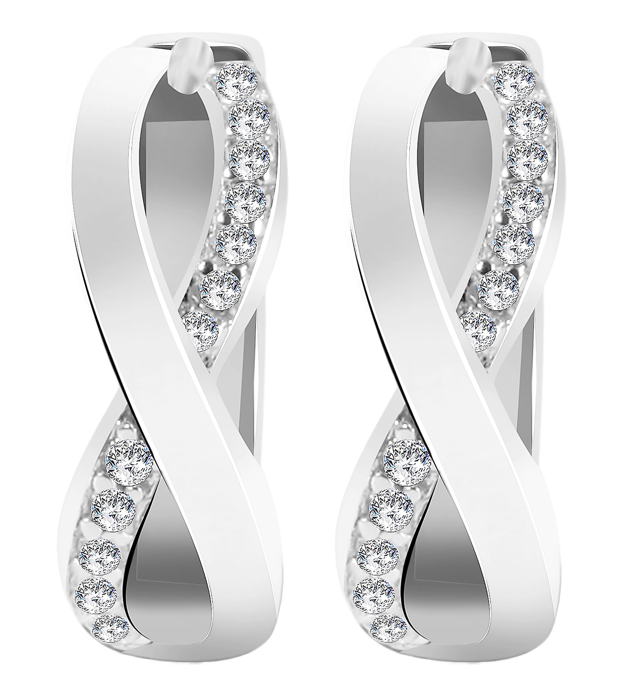"Alelia" 925/- Echt Silber Klapp-Creolen - Infinity Ø 13 mm, Zirkonia, rhodiniert