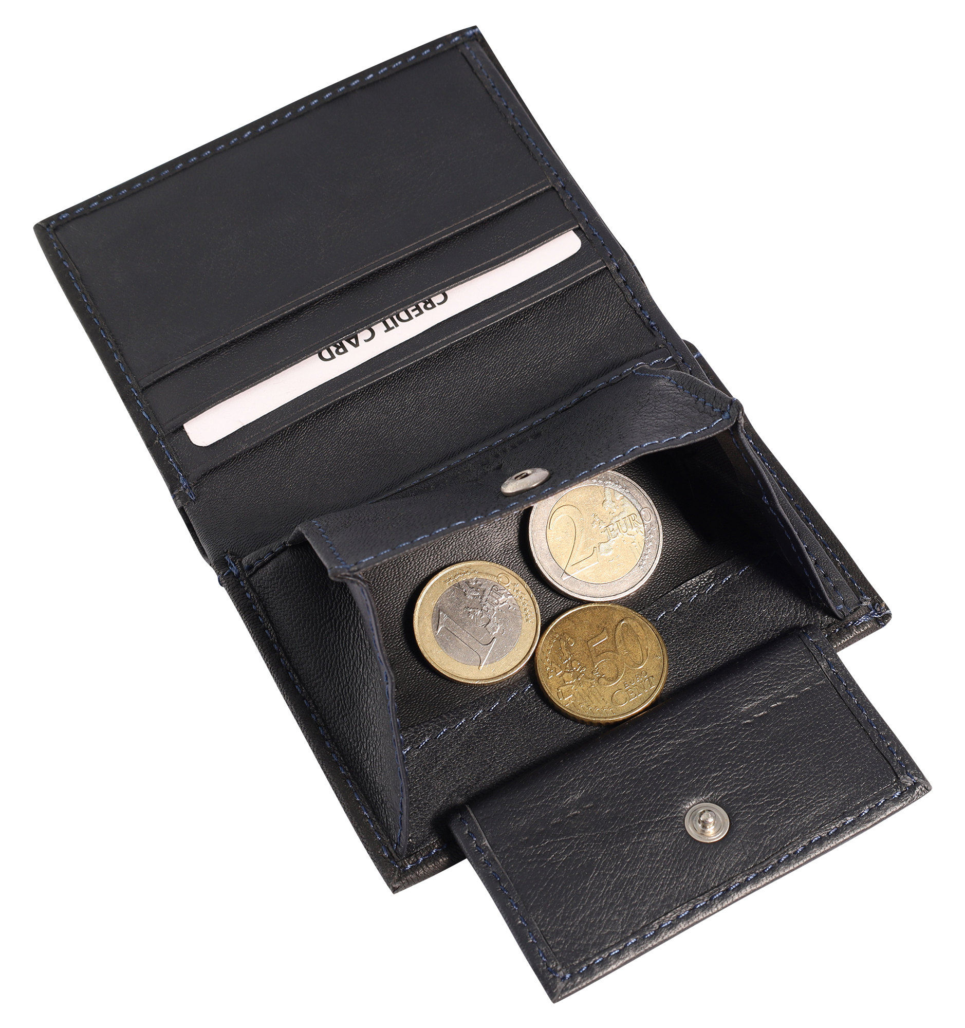 Excellanc Mini-Geldbörse aus Echtleder, Hochformat, schwarz/grau