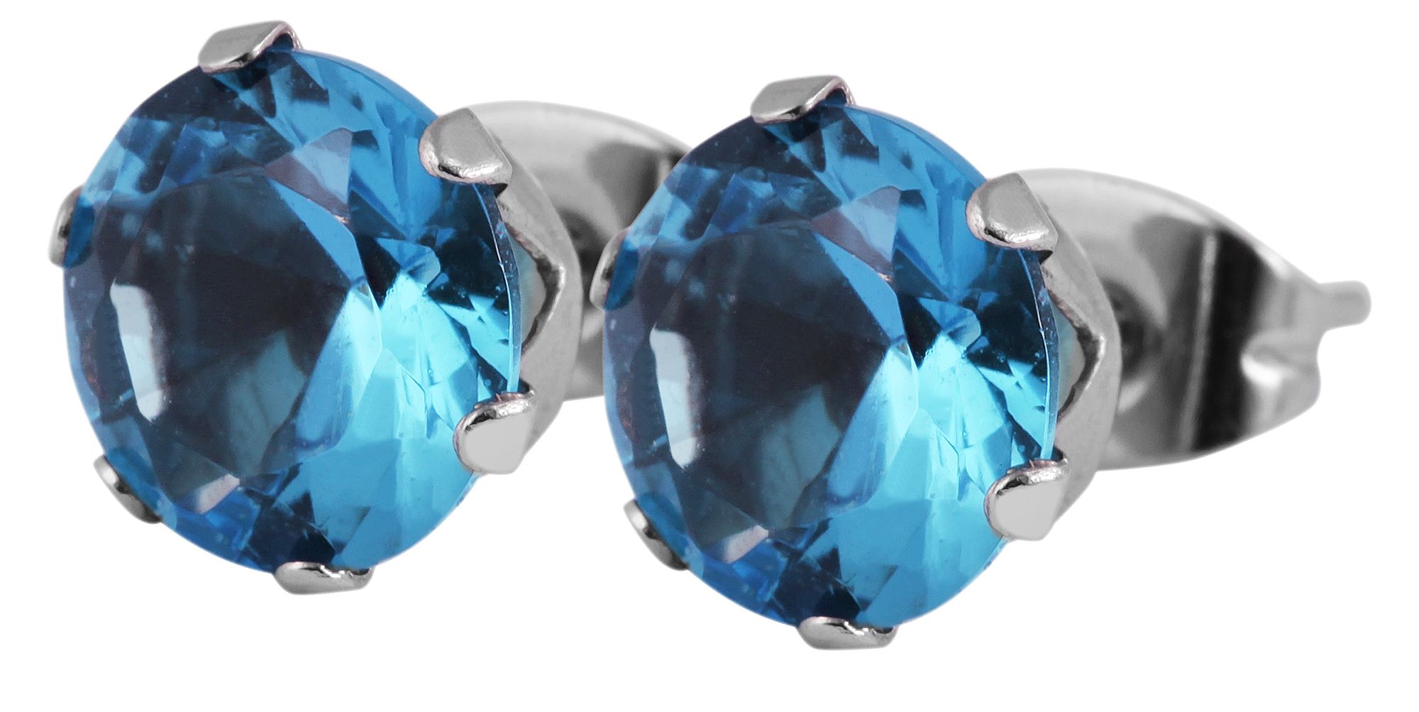 "Sultana", Akzent Edelstahl Ohrstecker, Zirkonia, dunkelblau, Ø 7 mm