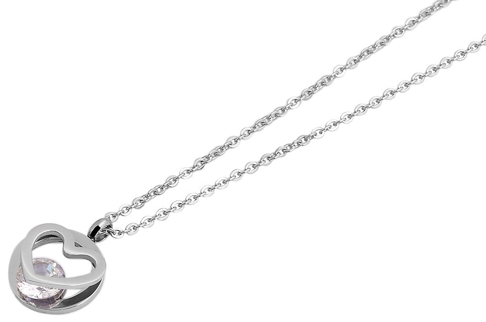 "Evans" Edelstahlkette mit Herzanhänger 45 + 5 cm, silberfarben