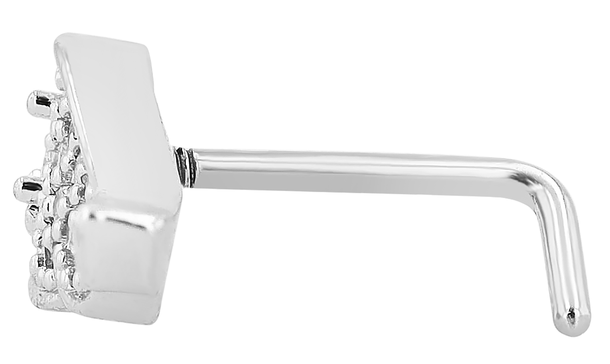 "Panja" Nasenpiercing aus Edelstahl, L-Form, Flügel, Ø 0,9mm/ Stablänge 7,5 mm, silberfarben