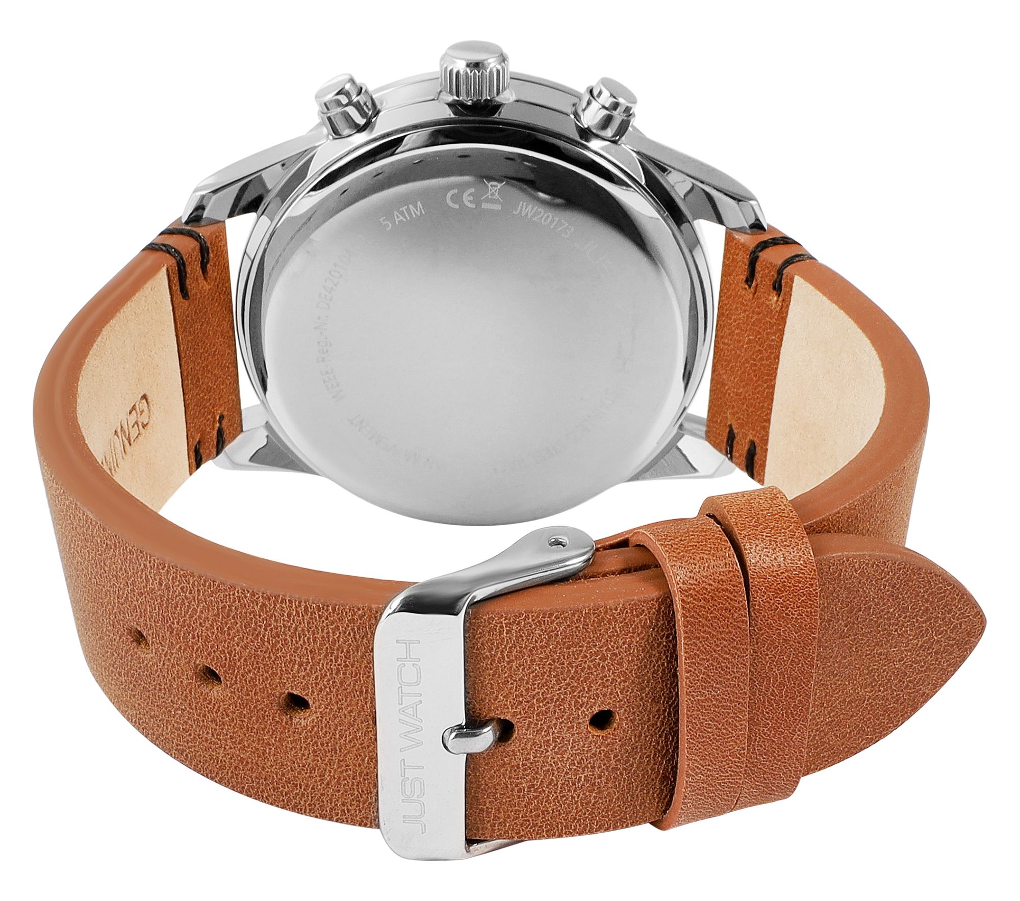 Just Watch Herrenchronograph, Lederarmband, 5 ATM, braun