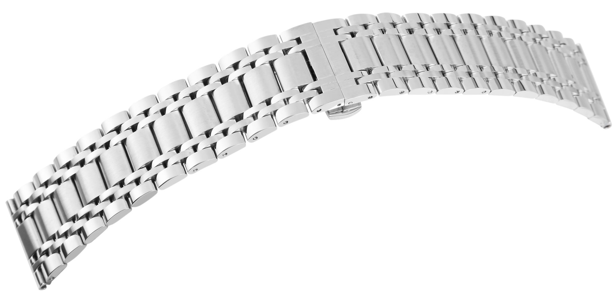 Edelstahl-Uhrenarmband, silberfarben, Butterfly-Faltschließe, 26 mm