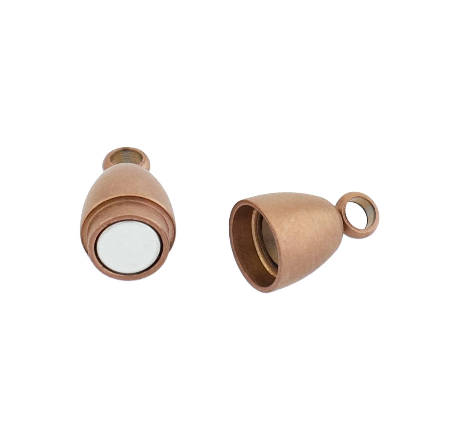 Magnetschließe oval, Edelstahl, ionenplattiert & mattiert, roségoldfarben, Größe 6 mm