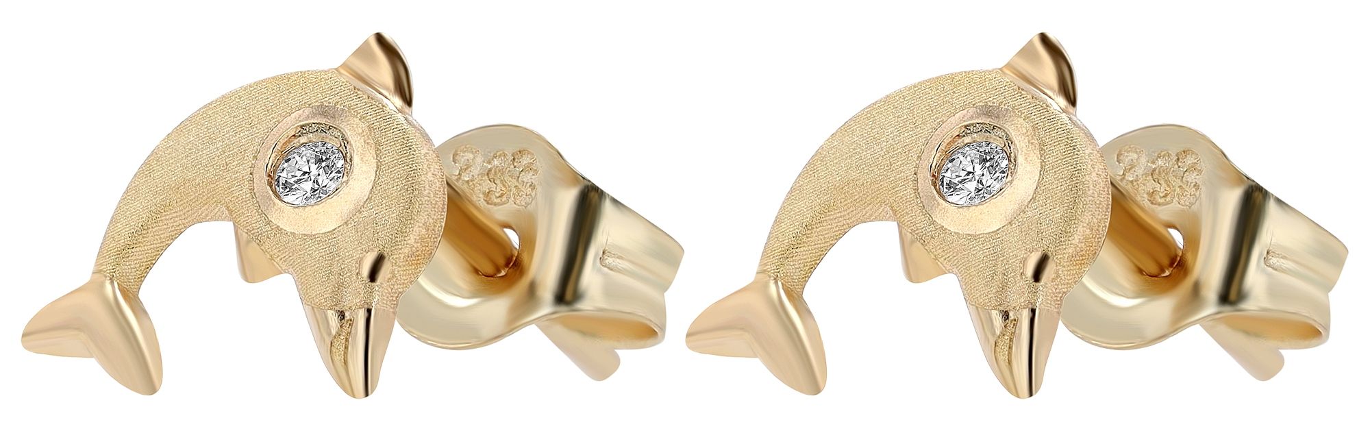 333/- Gold "Scipp" Delfin Ohstecker, Gelbgold, 8 Karat, Kinder