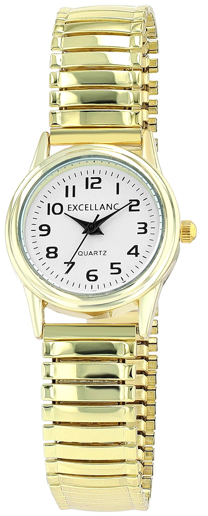 Excellanc Damenuhr mit Edelstahlzugarmband, Ø 26 mm, goldfarben/ weiß
