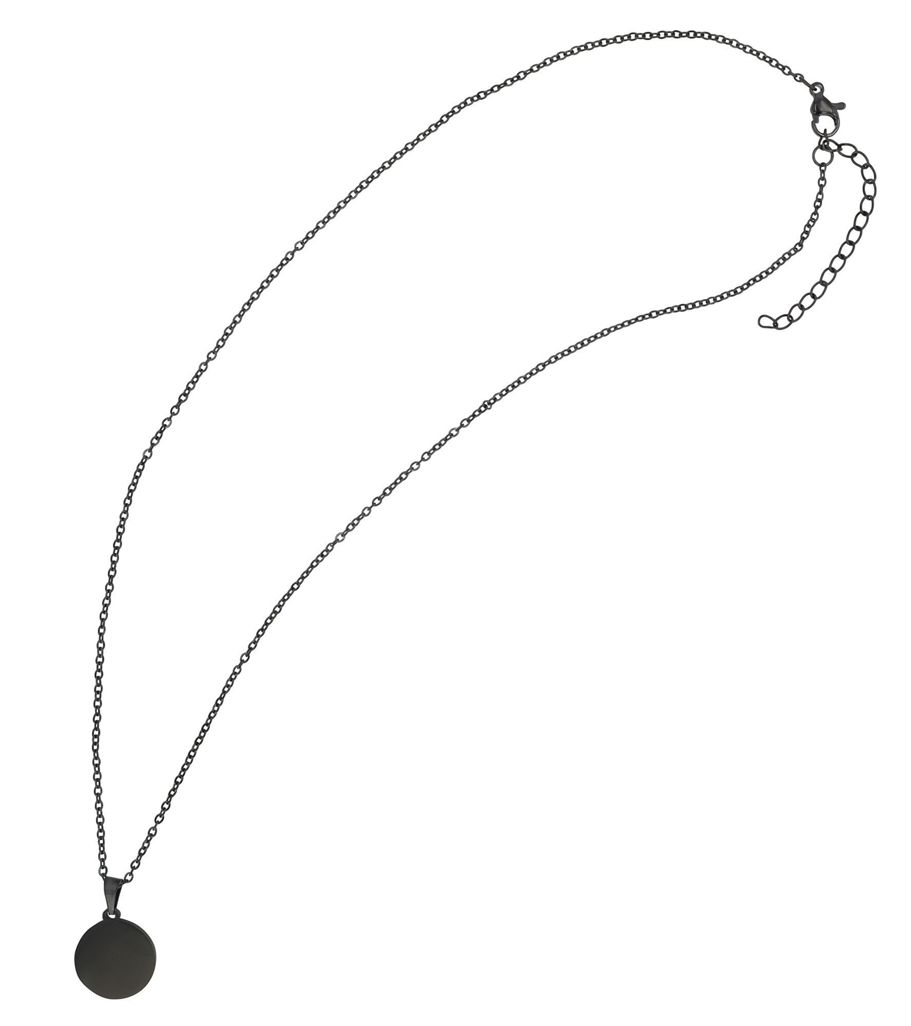 "Tabea" Edelstahlkette mit Gravurplatte, 43+5cm in schwarz