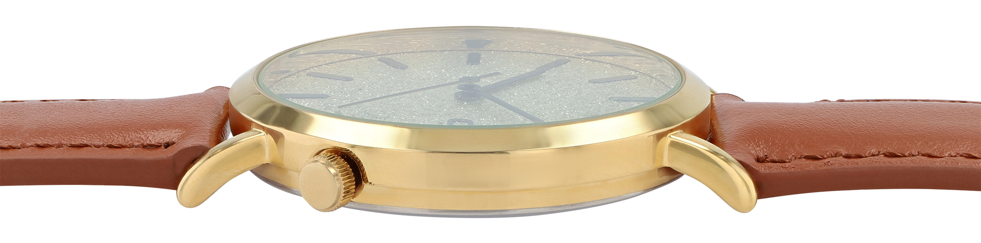 Chill, Damenuhr mit Lederimitat, Ø 40 mm, braun/ goldfarben/ Glitter-Optik