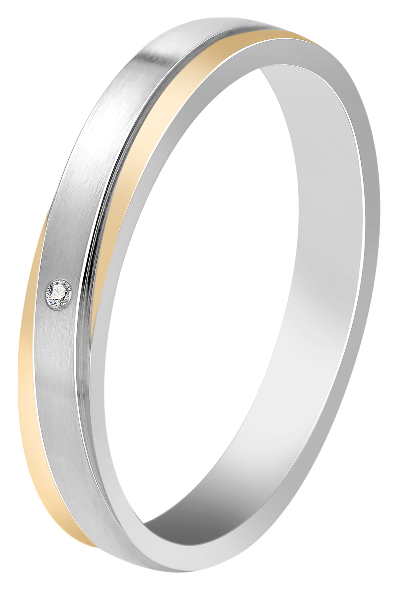 "Unity of Two" Damen-Partnerring Gr 50, Edelstahl, Similibesatz, bicolor