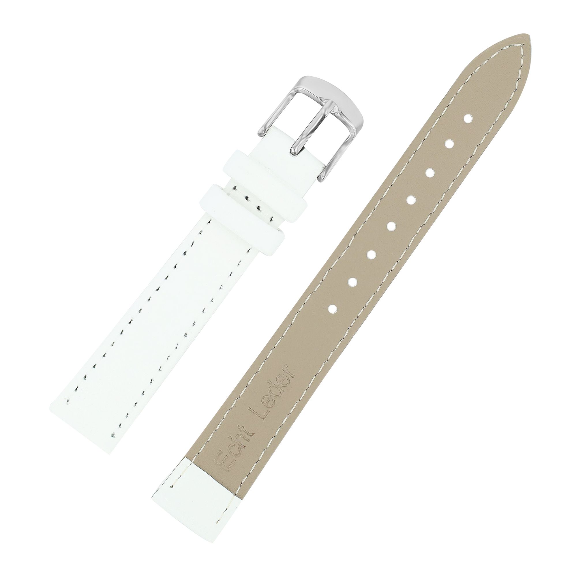 Echtleder-Uhrenarmband, weiß, 18 mm