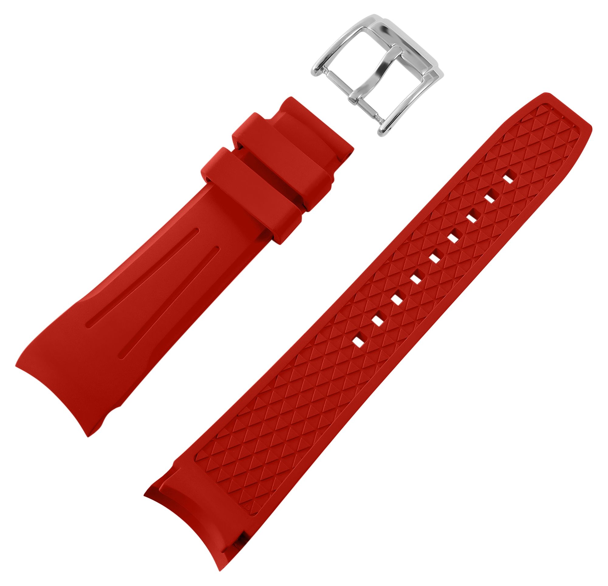 FKM Kautschuk-Uhrenarmband, Dornschließe, 20 mm, rot, (FKM= Fluorelastomer-Kautschuk)