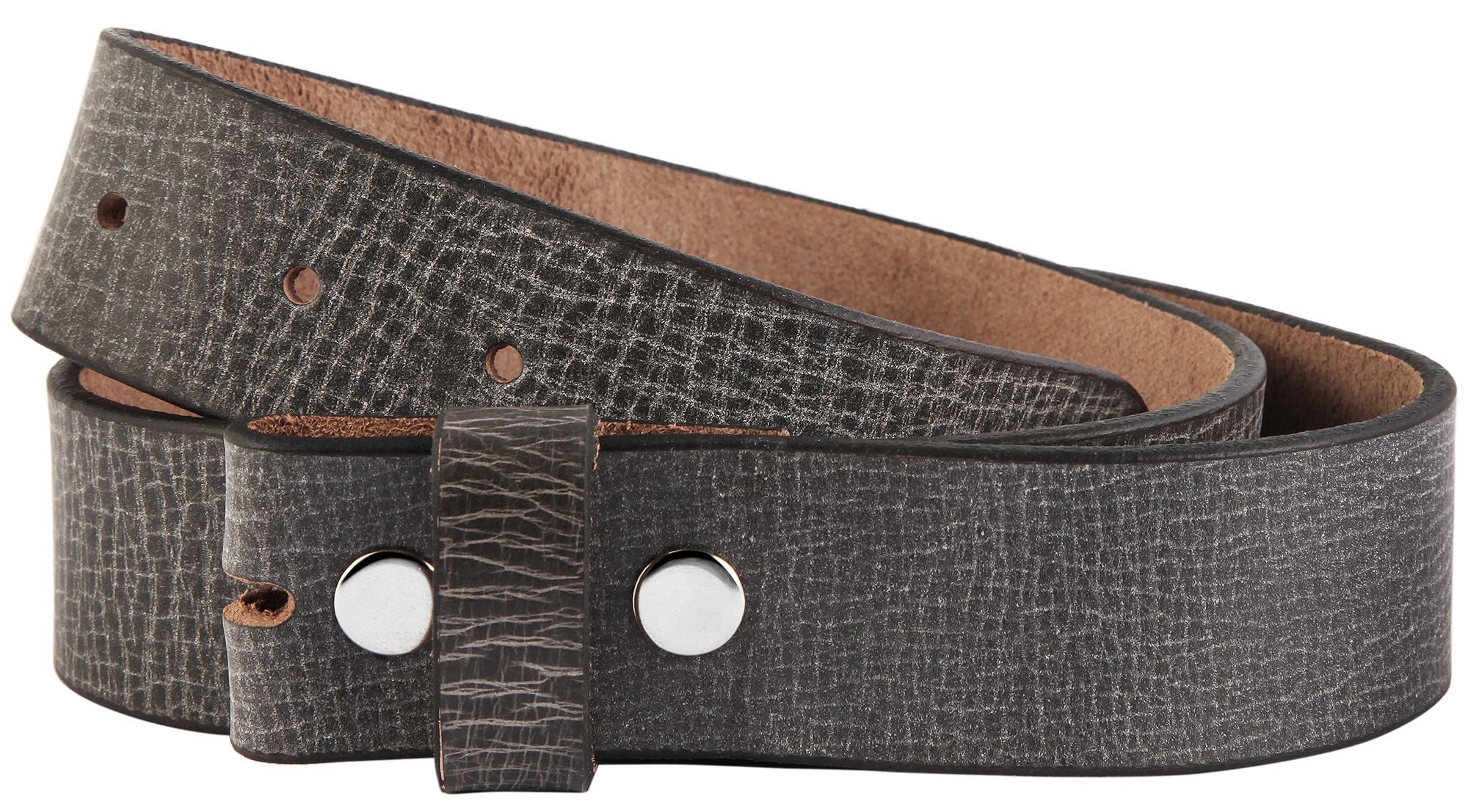 Leonardo Verrelli Echt Leder Gürtel, grau, Länge 80 cm