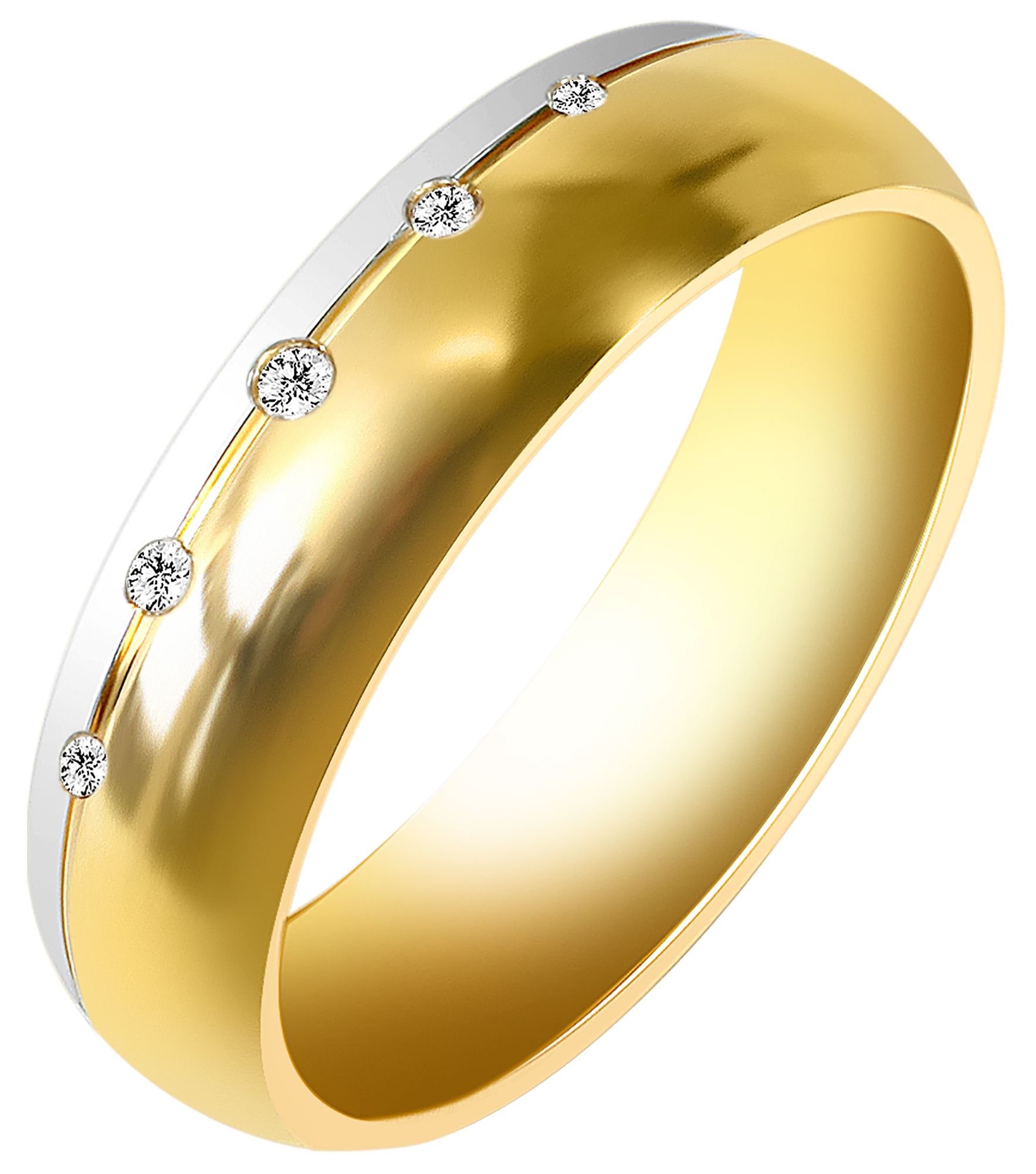 "WirZwei" Akzent Damen-Partnerring Gr 48, Edelstahl, Similibesatz, bicolor