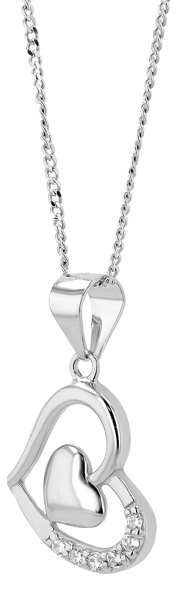"Banja", 925/- Echt Silber Anhänger Herz mit Zirkonia, silberfarben rhodiniert