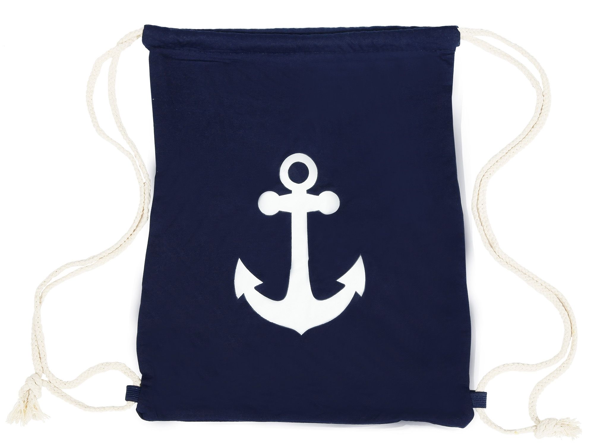 Turnbeutel aus Textil, Anker, blau/weiß