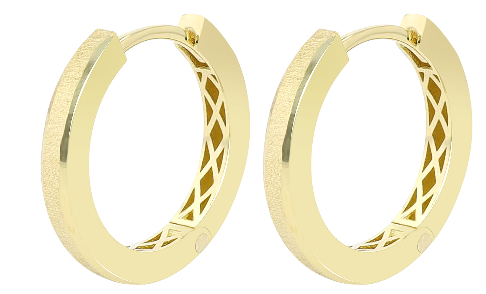 333er Gold Klapp-Creolen "Elestria", Gelbgold, 8 Karat, poliert/texturiert