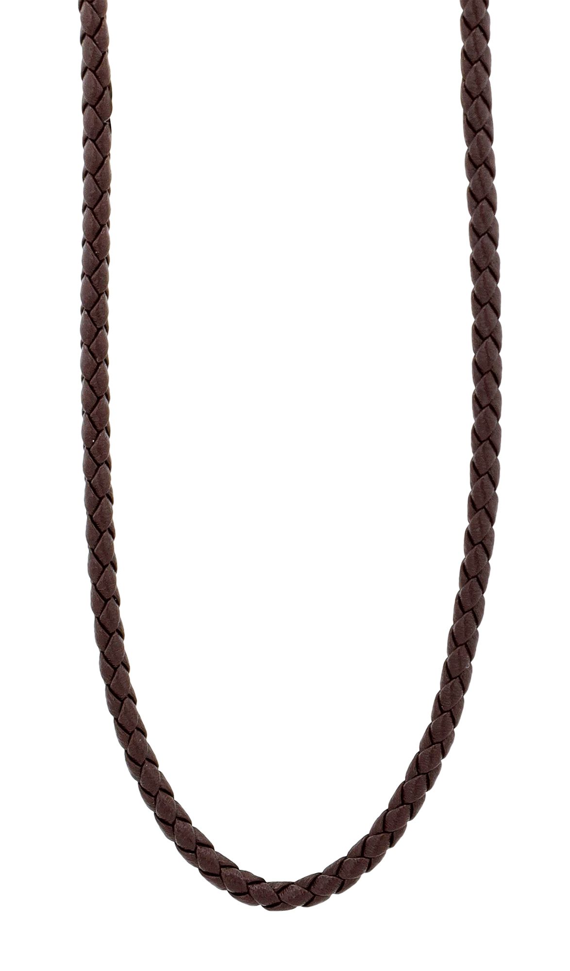 "Caim" Echtleder Halskette, geflochten, braun, 45 + 5 cm
