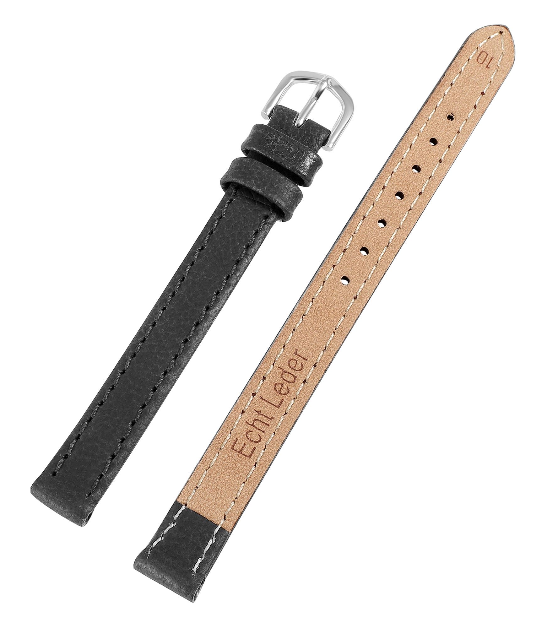 Echtleder-Uhrenarmband "super-soft", dunkelgrau, Naht, 10 mm