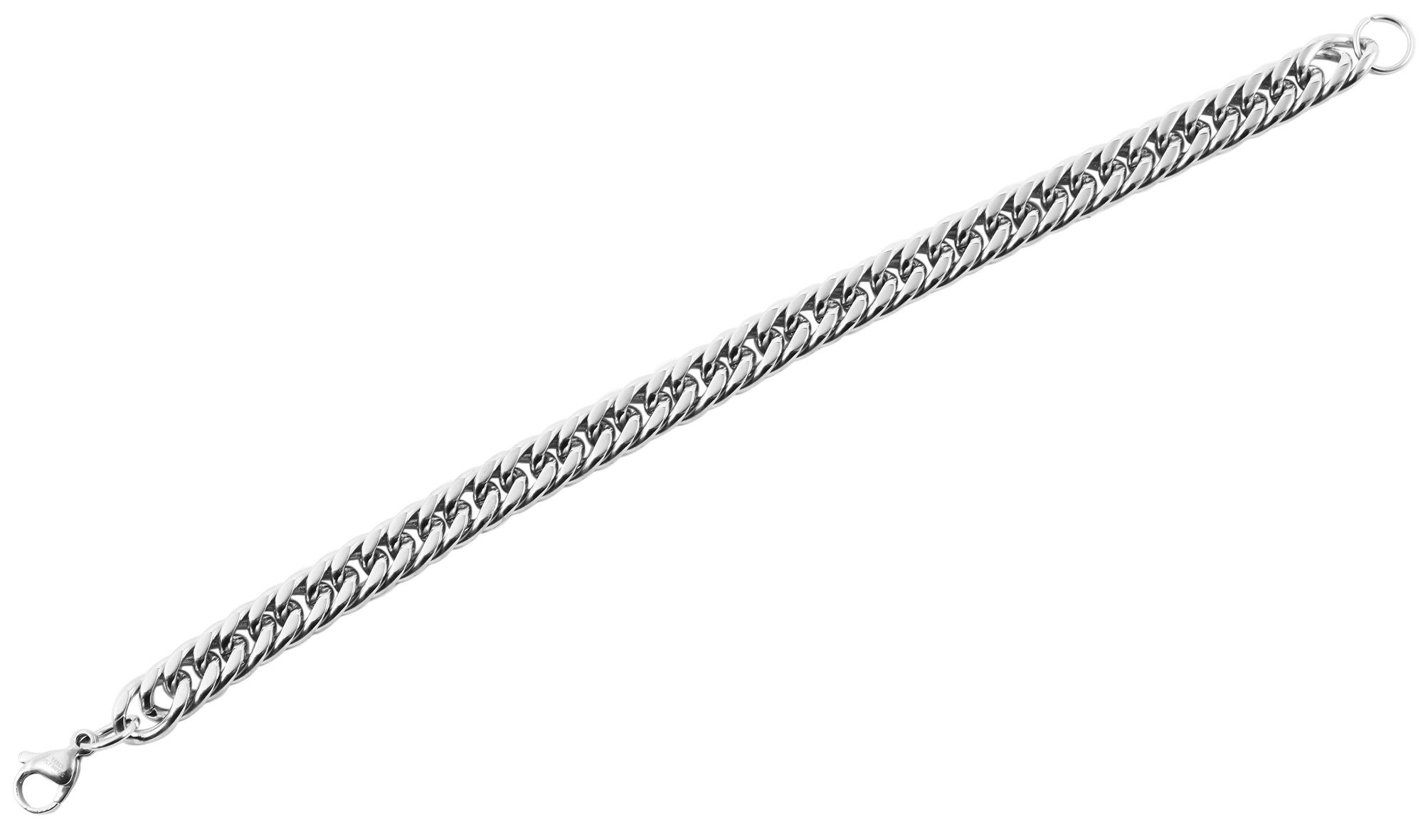 "Neema" Akzent Panzerketten-Armband 20 cm aus Edelstahl, silberfarben