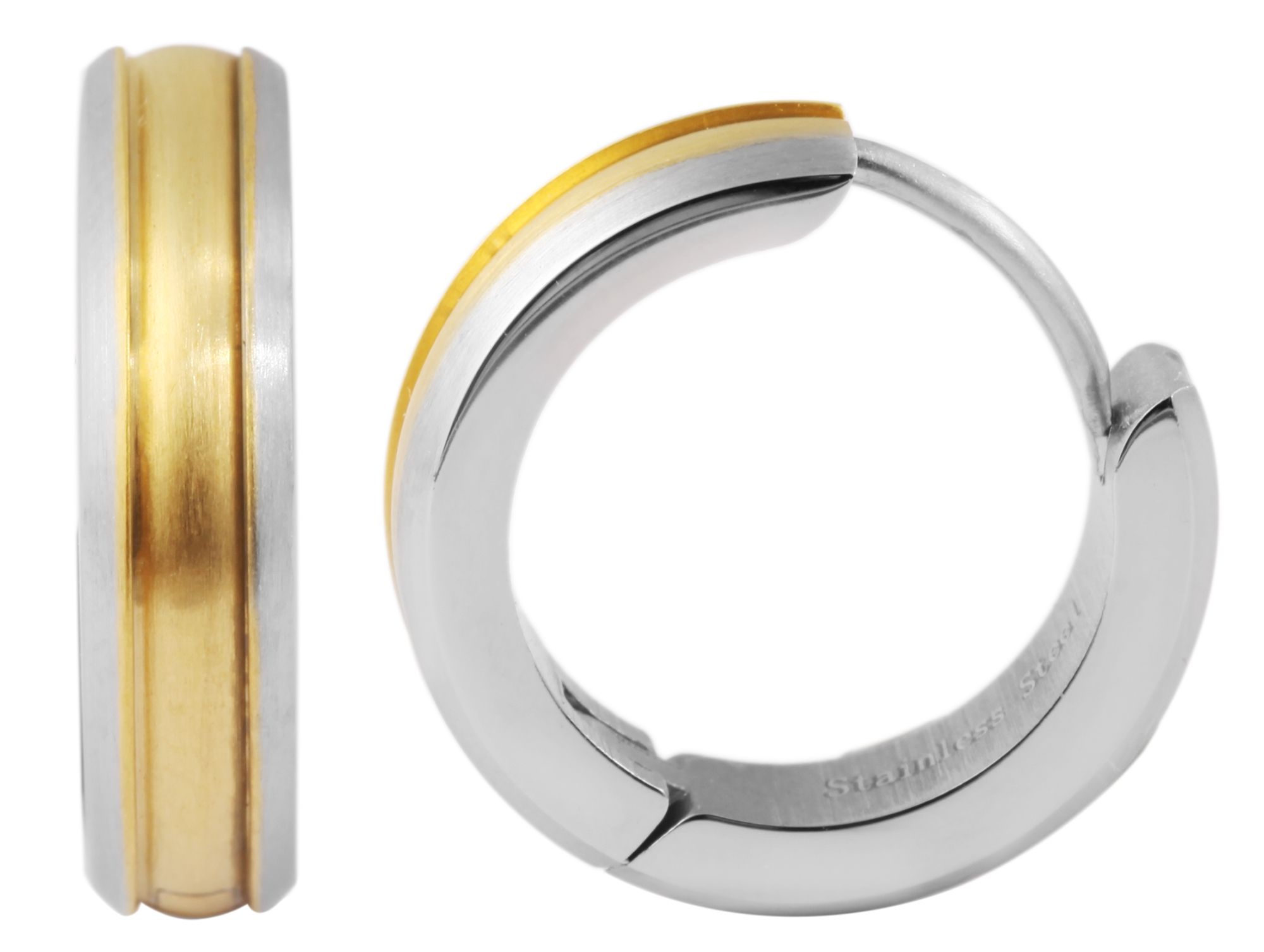 "Ilene" Edelstahl Klapp-Creolen Ø 12 mm, bicolor (silberfarben/ goldfarben)