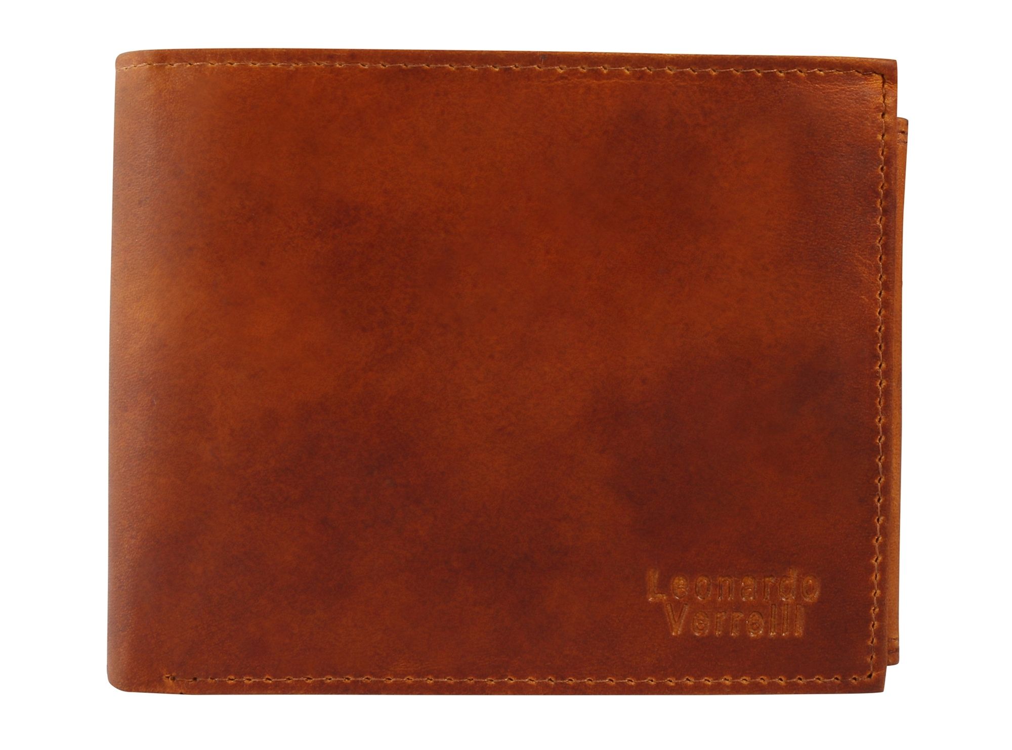 "Levi" - Cognac, Leonardo Verrelli Echt Leder Geldbörse  mit RFID-Safe, querformat